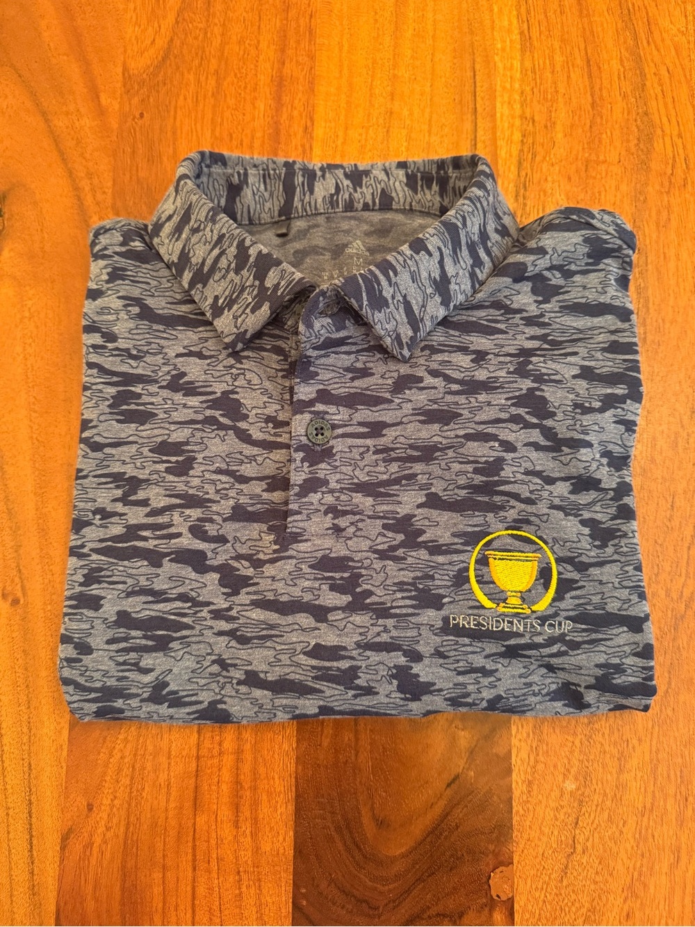 Men’s Blue Adidas Golf Polo - Presidents Cup - Medium